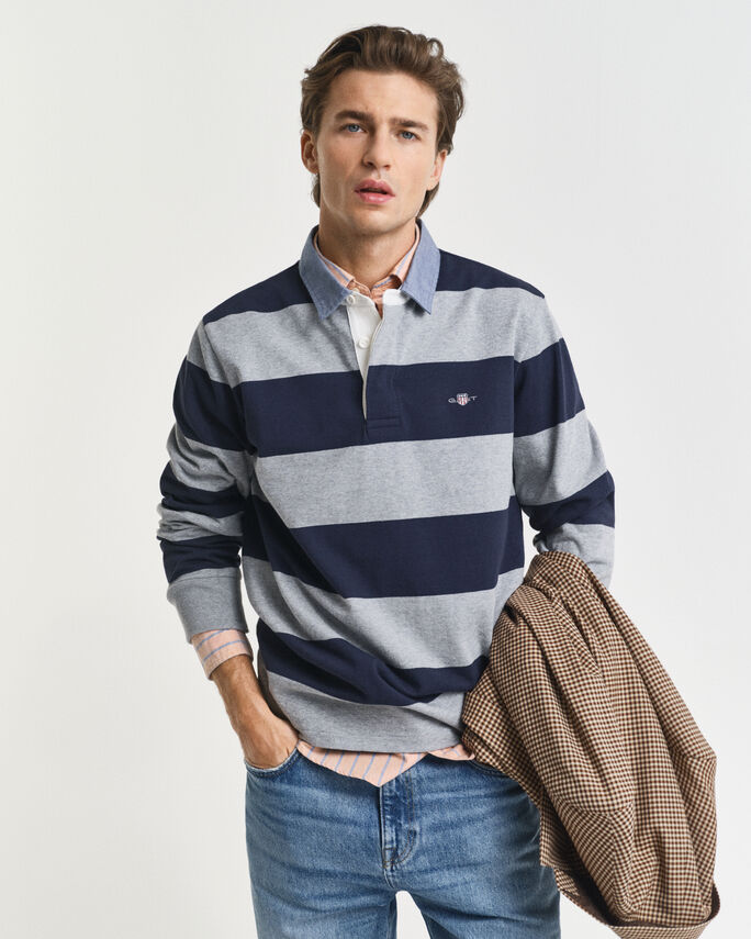 Heavy Rugger às riscas com colarinho em chambray - GANT