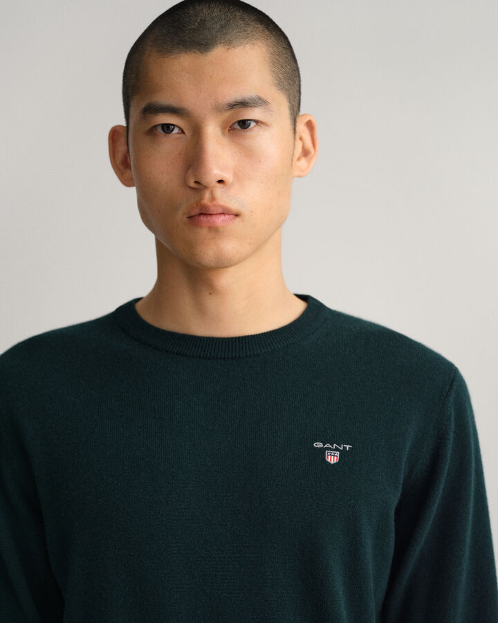 Camisola de malha com decote redondo em lã extrafina - GANT