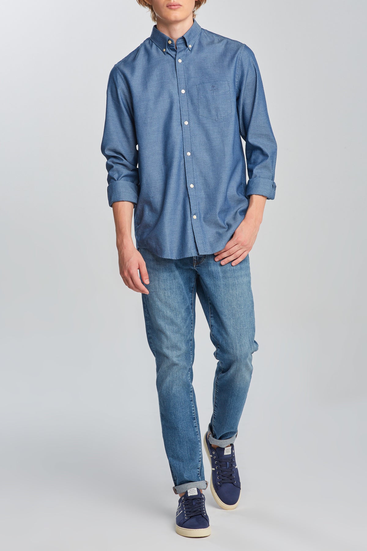 Camisas Tp indigo Dobby Slim Fit - GANT