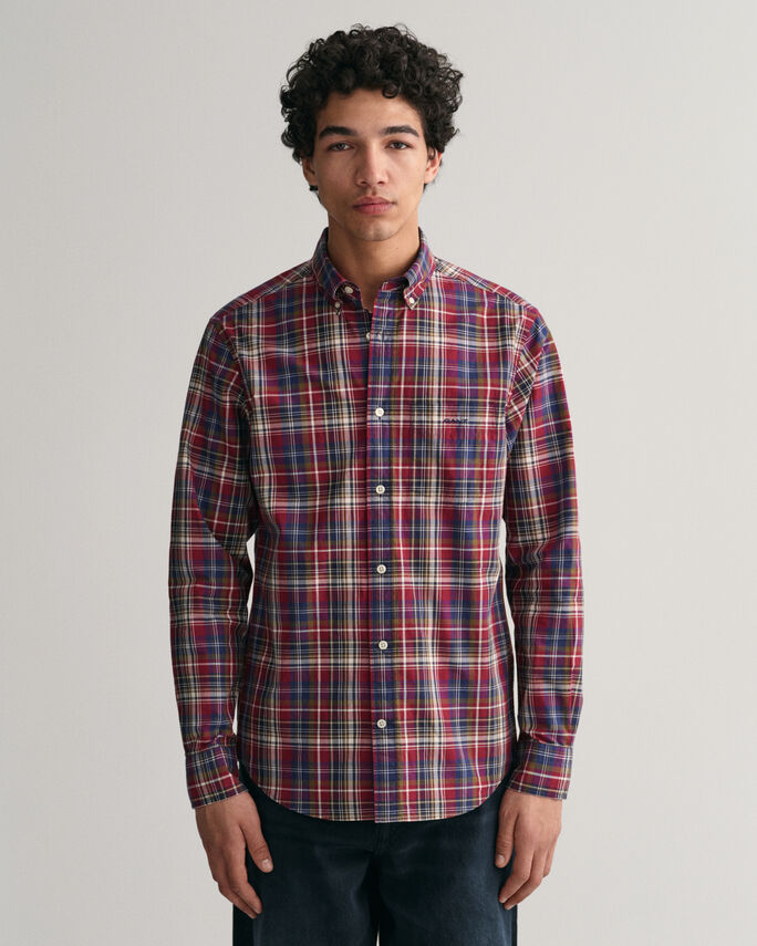 Camisa em popelina com padrão axadrezado médio regular fit - GANT