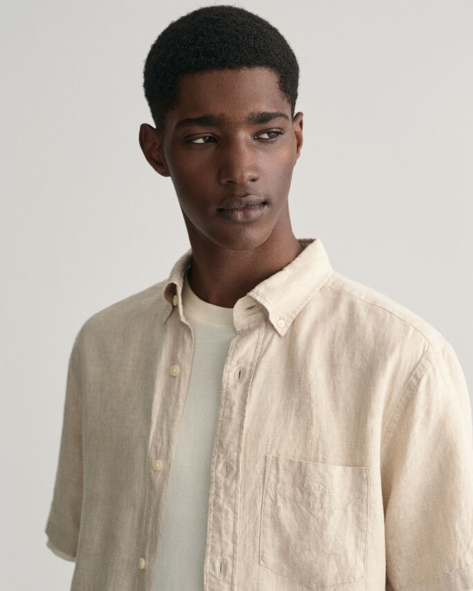 Camisa de linho com manga curta regular fit - GANT