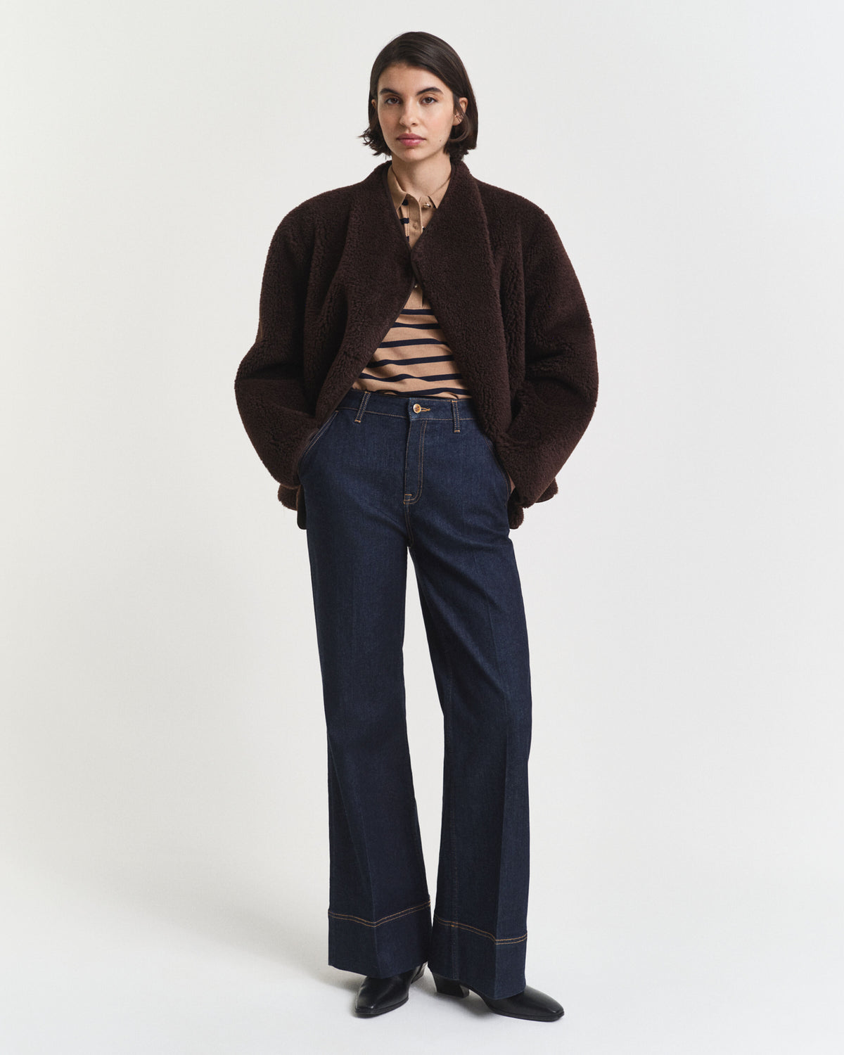 Polo de manga comprida em algodão piqué com riscas de marinheiro - Gant