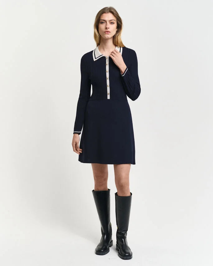 Vestido em malha canelada Contrast - GANT