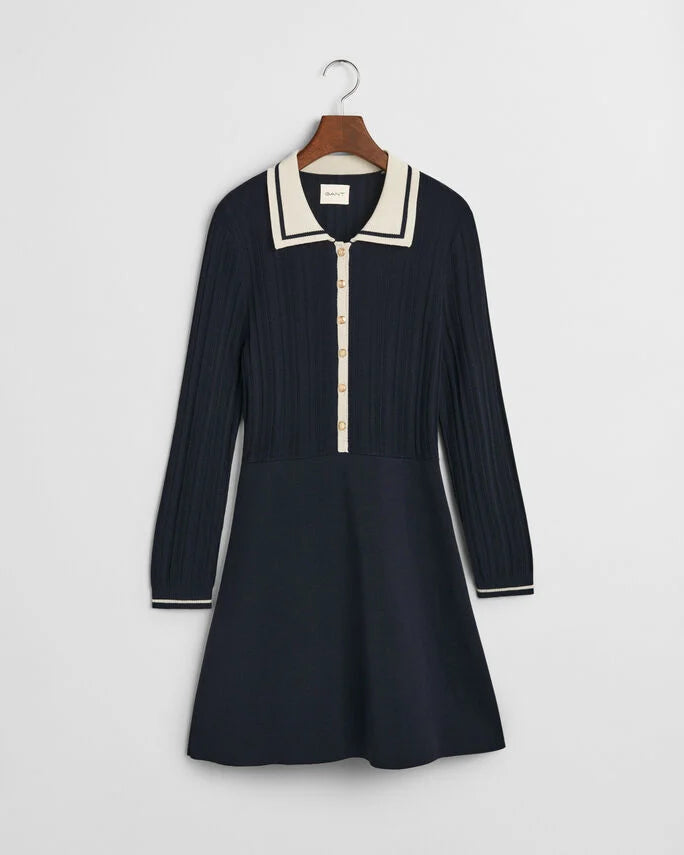 Vestido em malha canelada Contrast - GANT