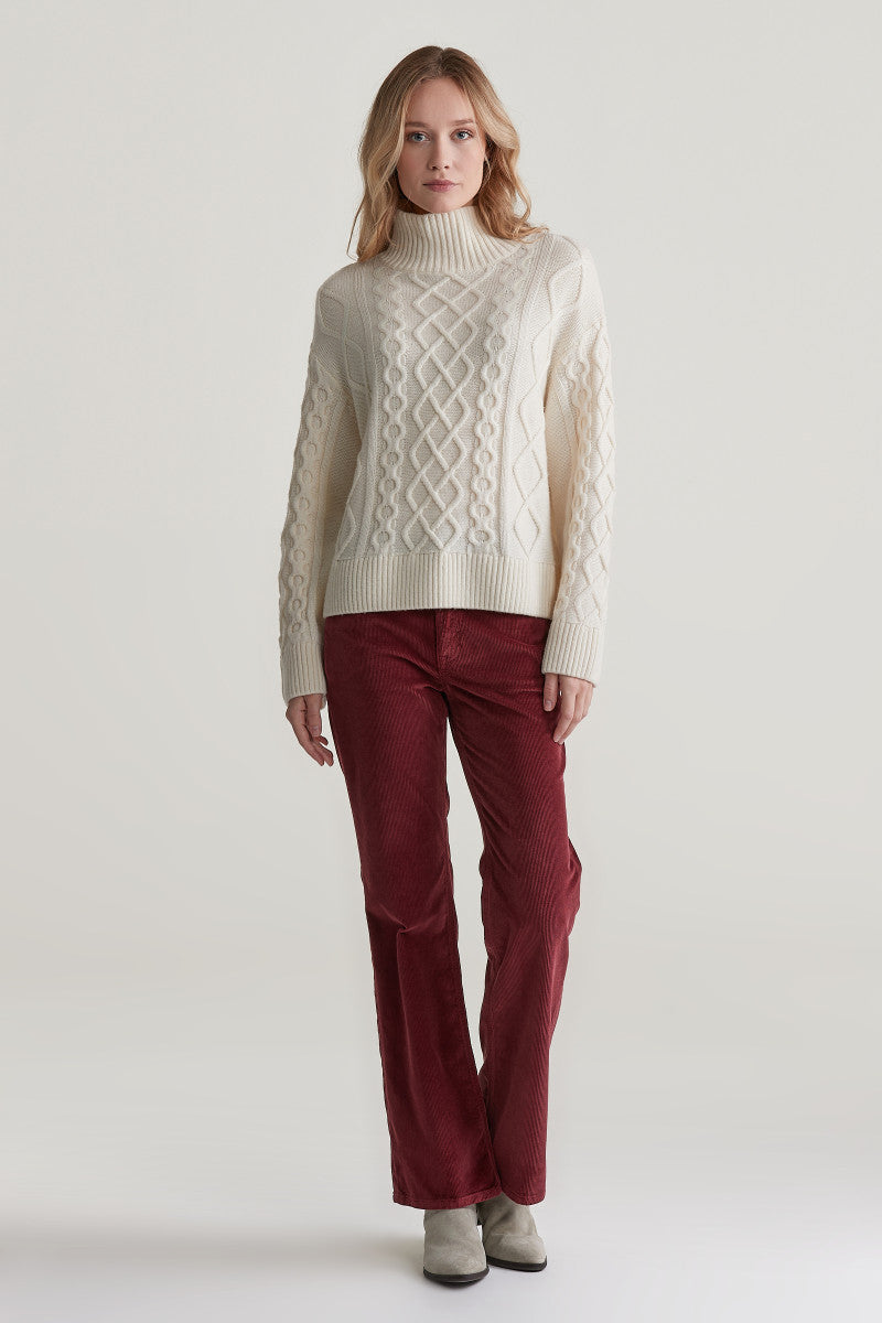 Camisola de gola alta em lã entrançada - GANT