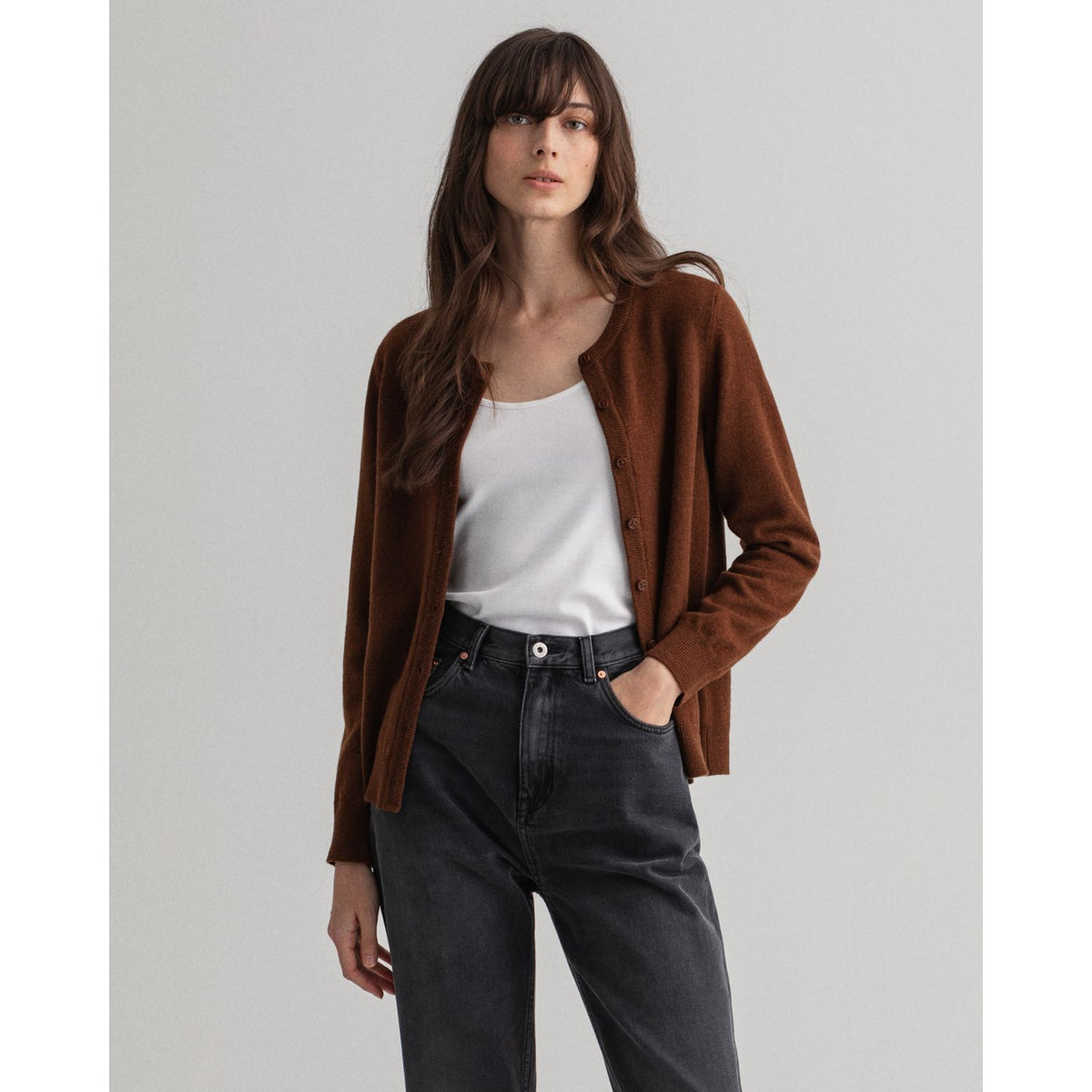 Casaco em lã extra fina com decote redondo - GANT