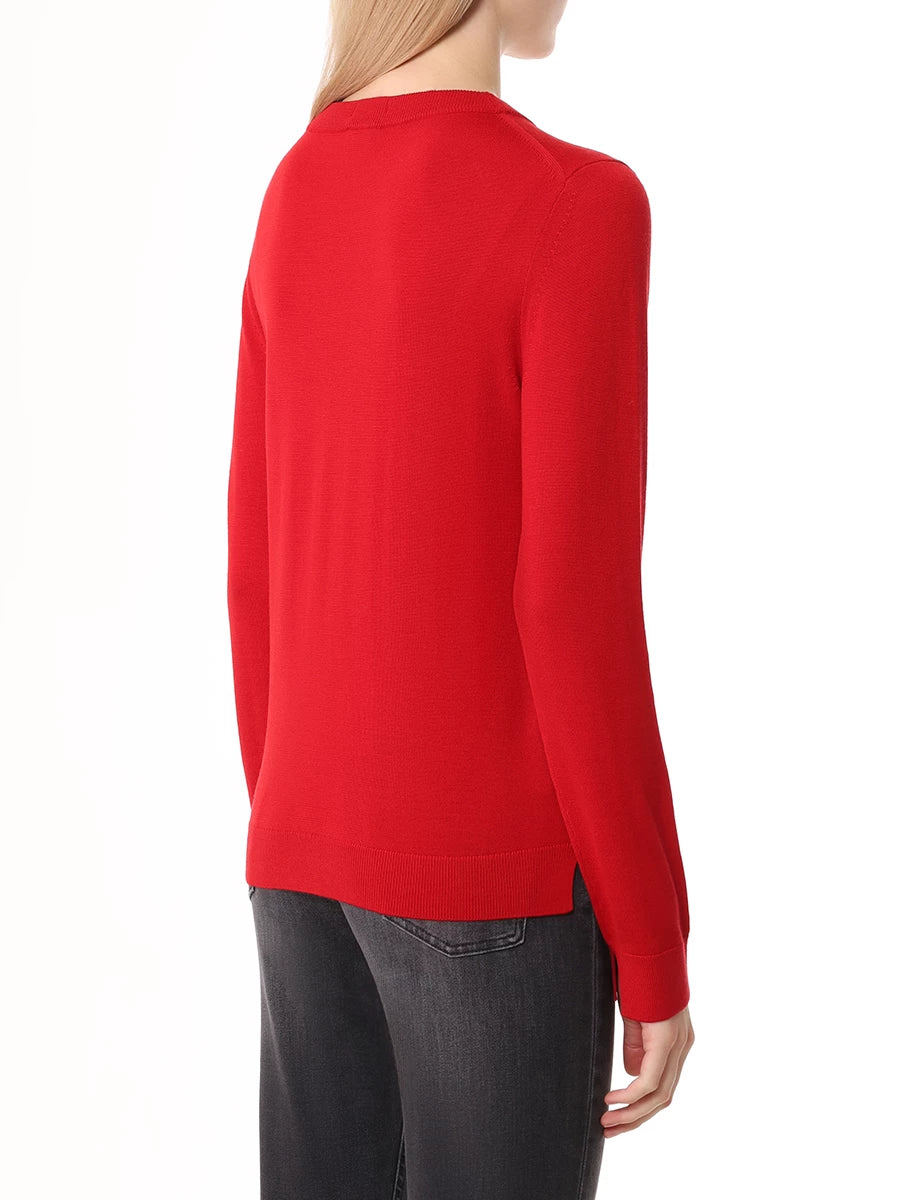 Camisola com gola redonda em lã merino