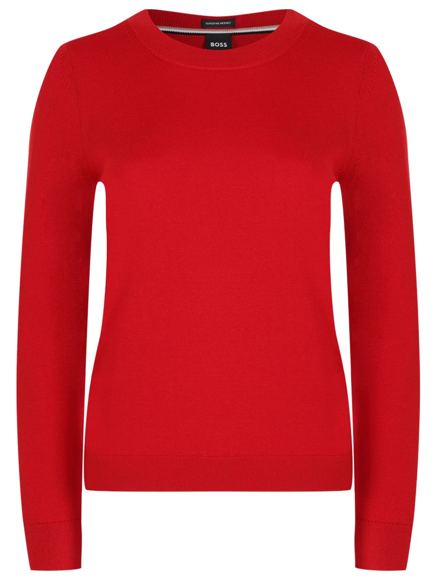 Camisola com gola redonda em lã merino