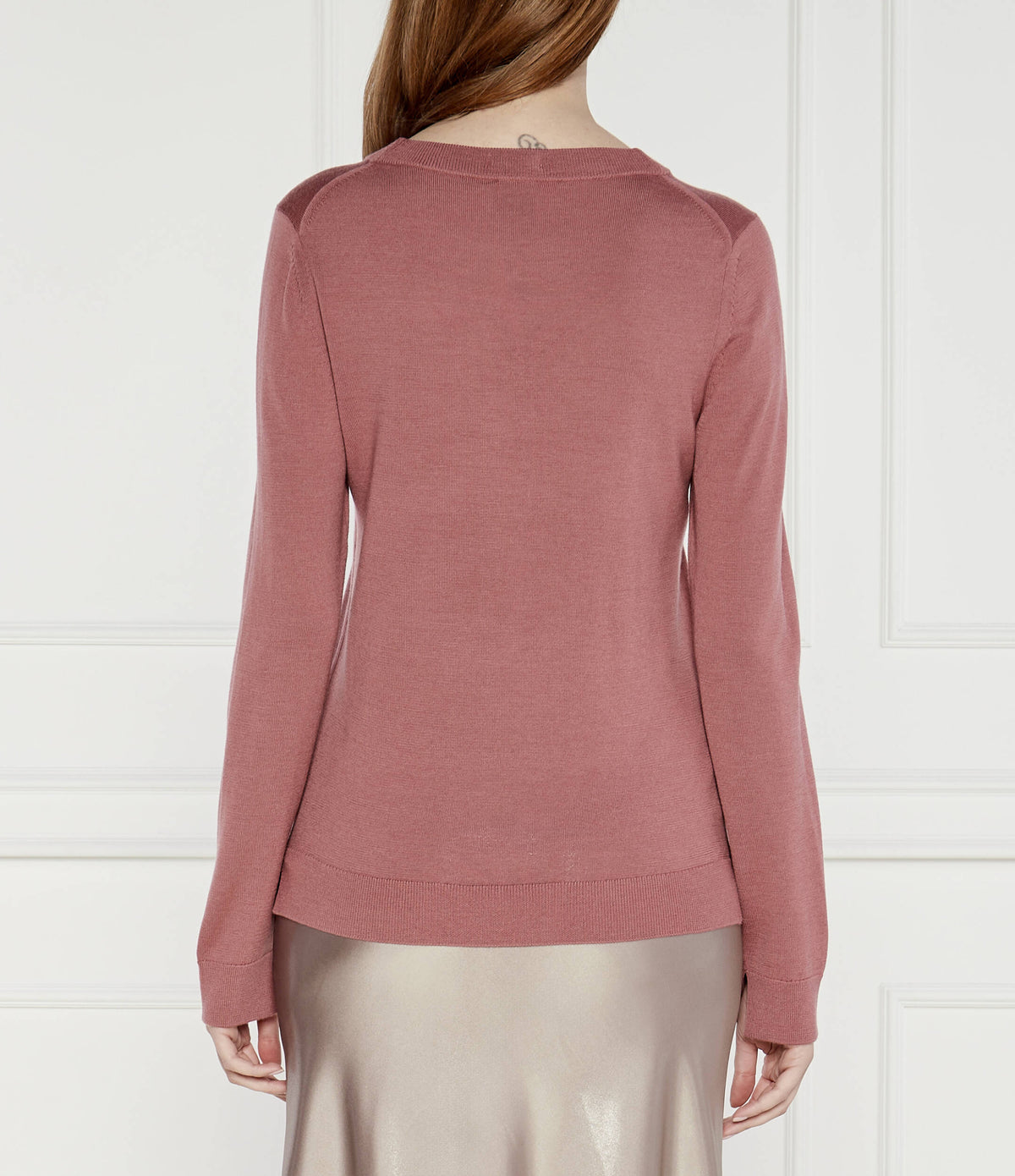 Camisola com gola redonda em lã merino