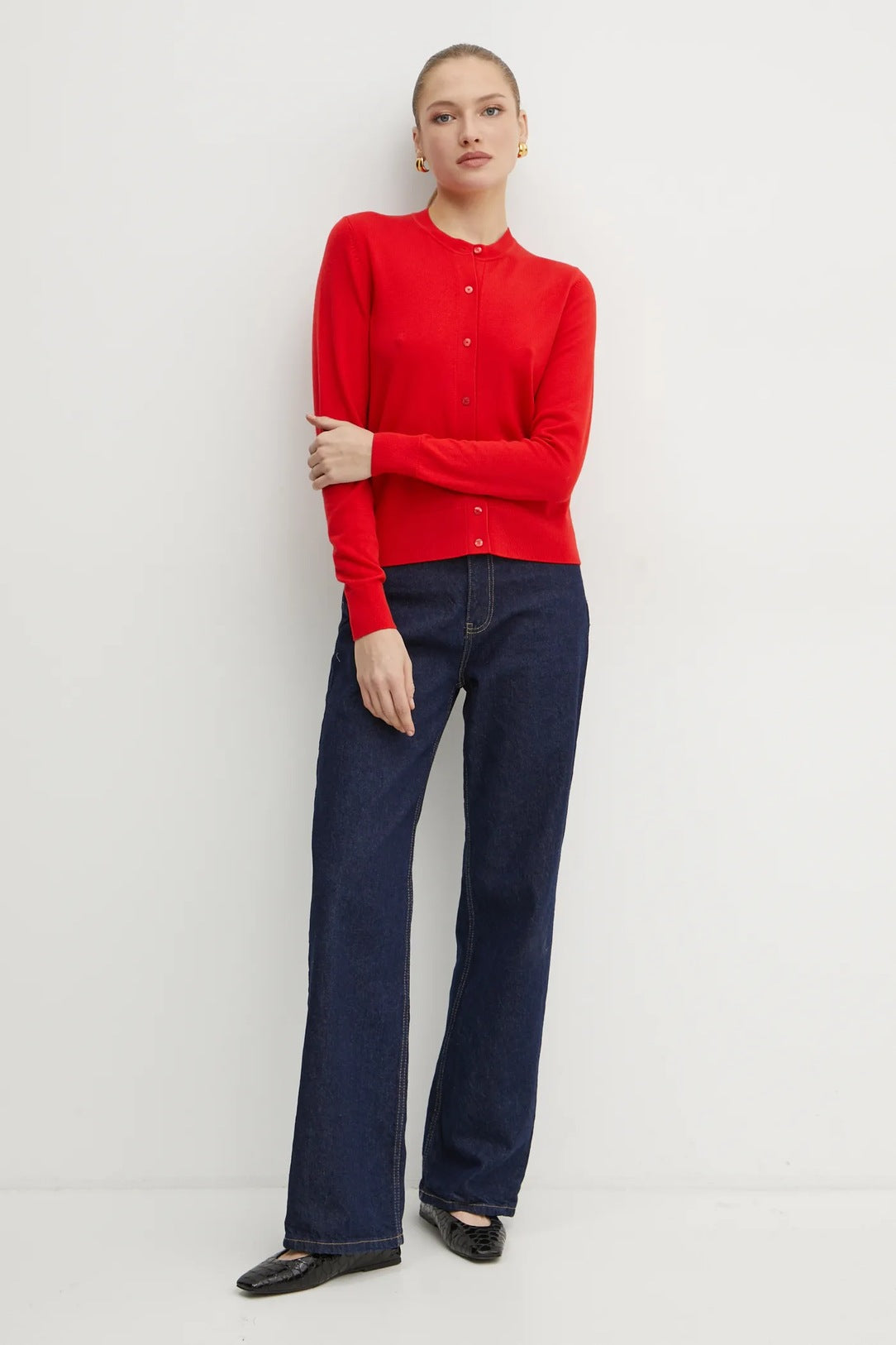 Casaco de lã merino com botões