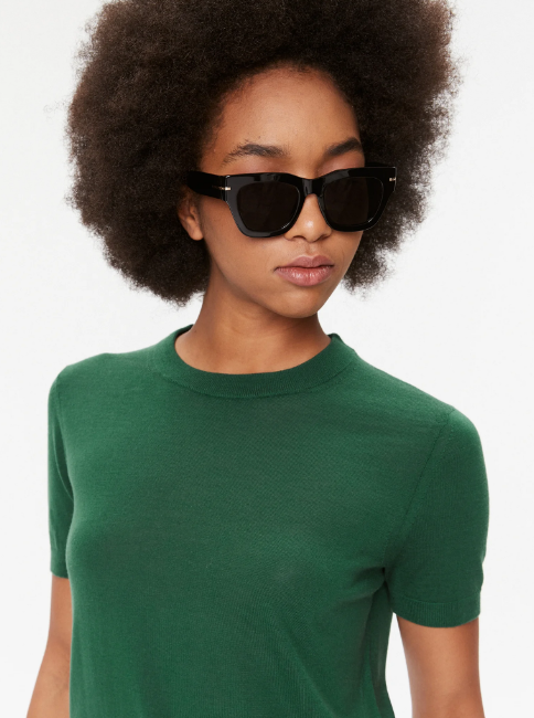 Camisola de manga curta em lã Merino