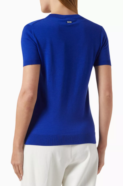 Camisola de manga curta em lã Merino