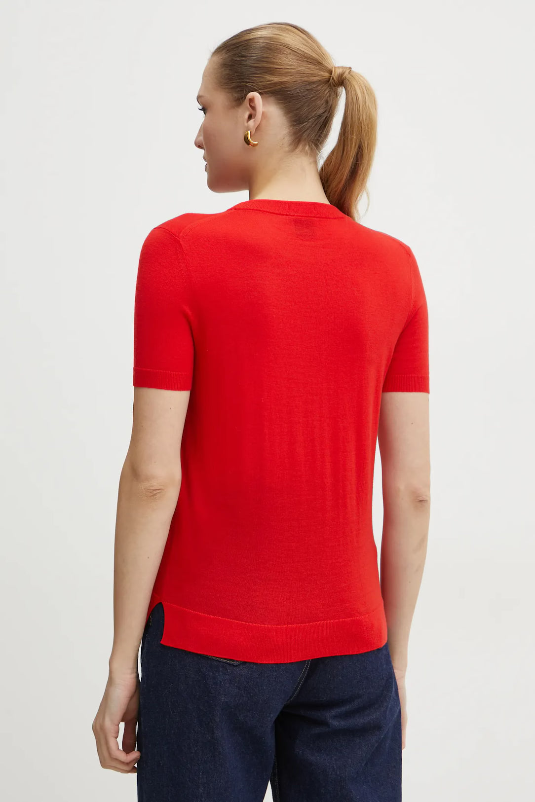 Camisola de manga curta em lã merino