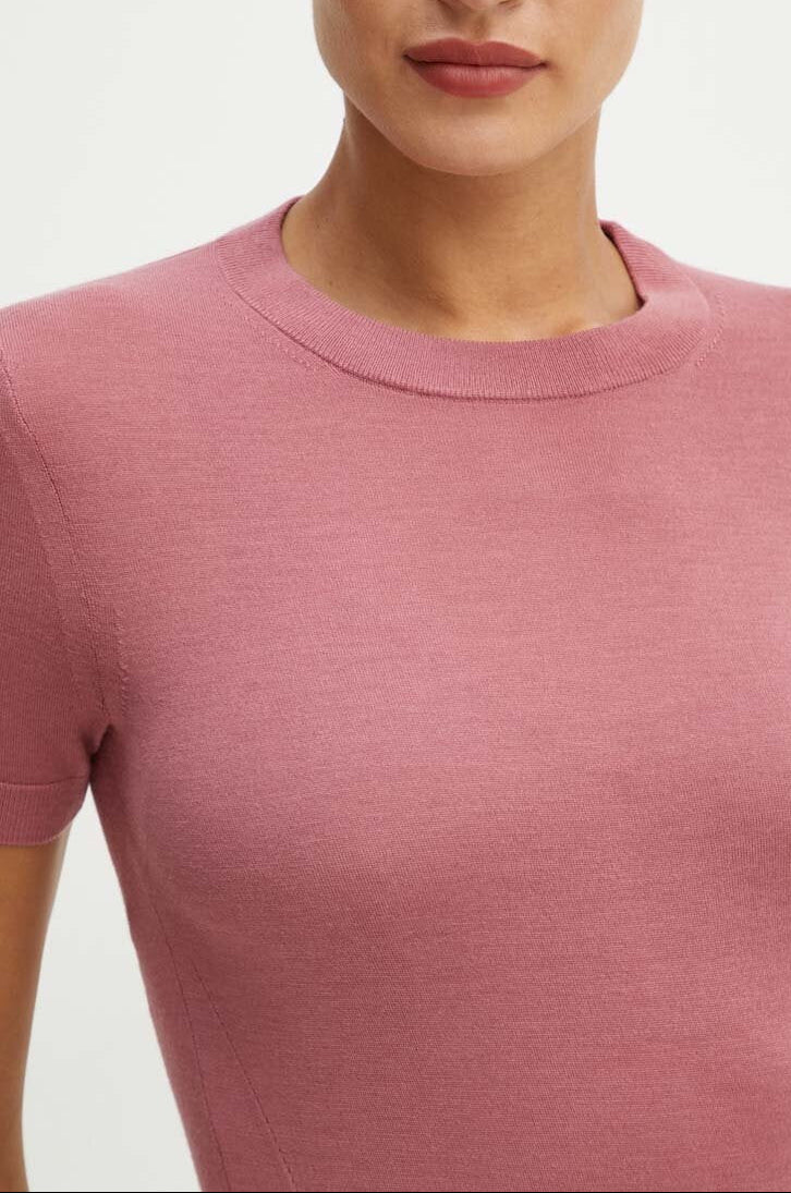 Camisola de manga curta em lã Merino