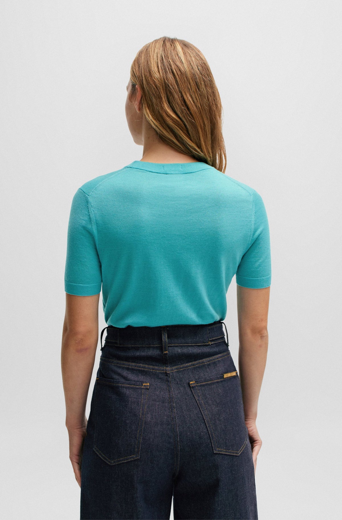 Camisola de manga curta em lã Merino