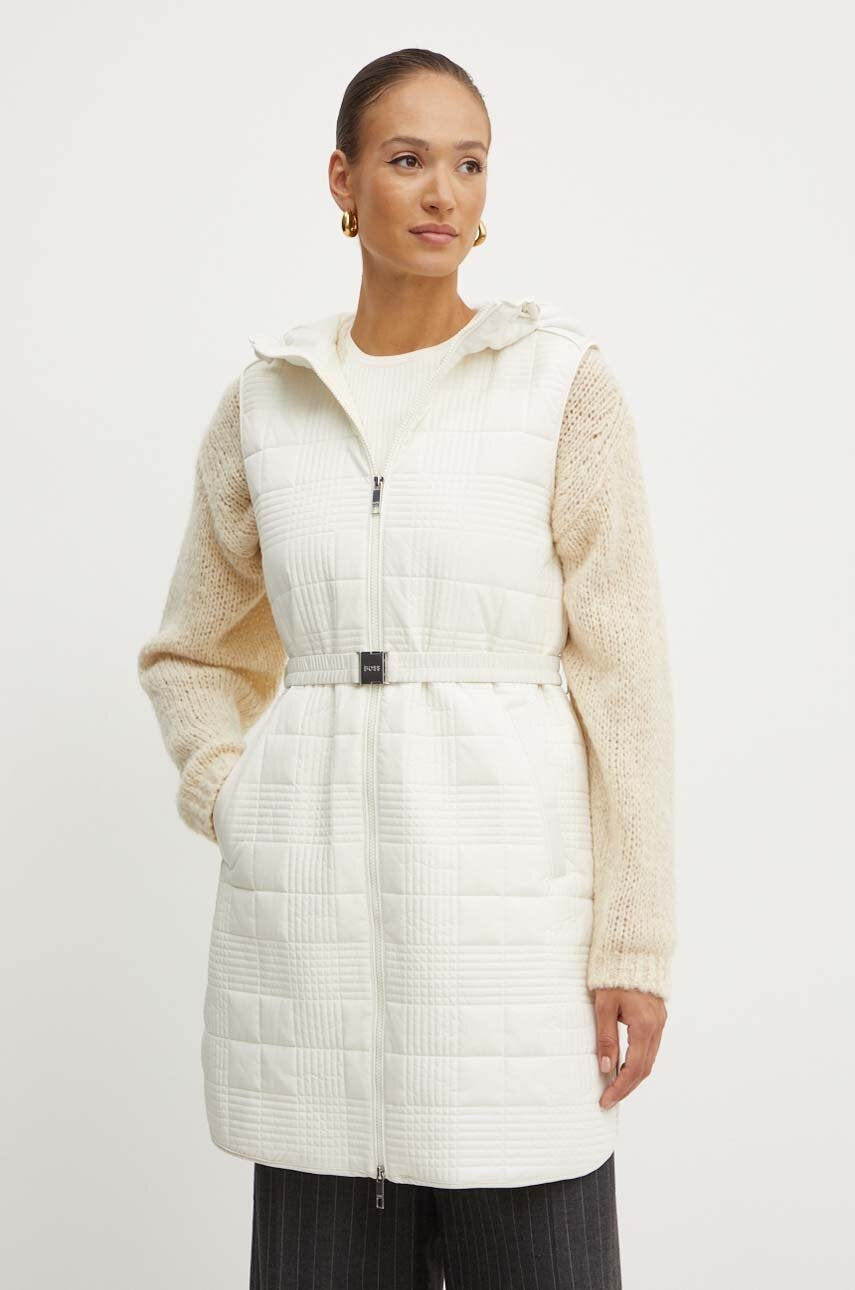 Colete acolchoado com capuz e cinto