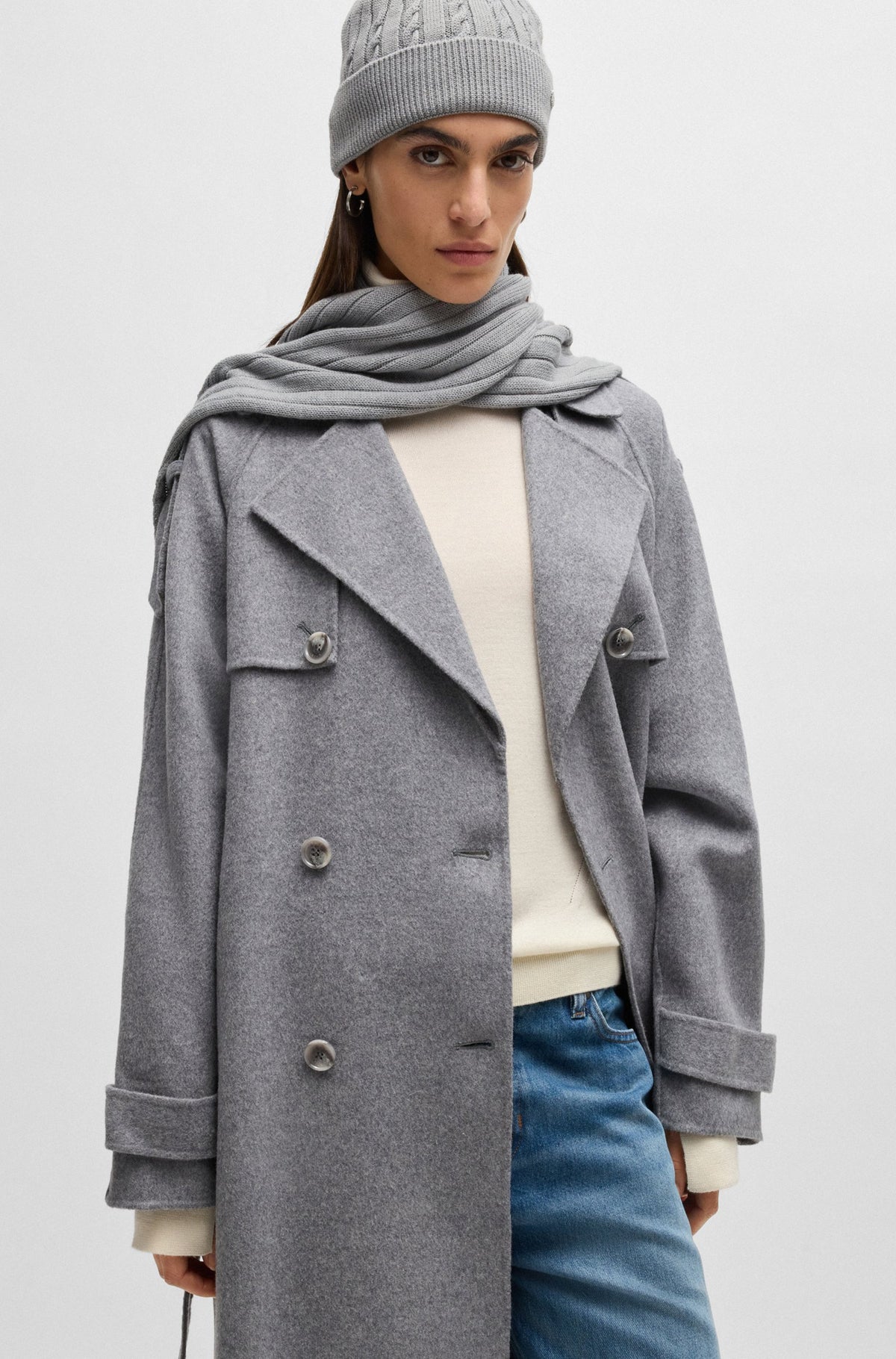 Conjunto de cachecol e gorro em mistura de lã, em caixa presente - BOSS