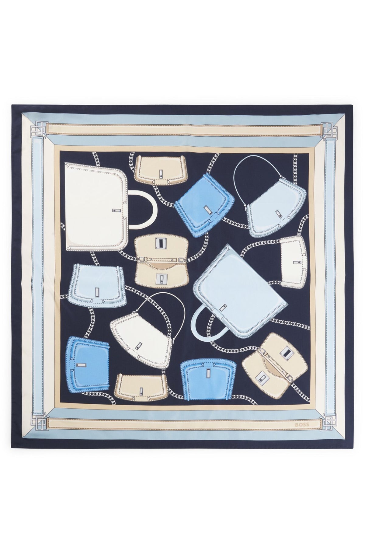 Lenço de fabrico italiano em sarja de seda estampada - BOSS