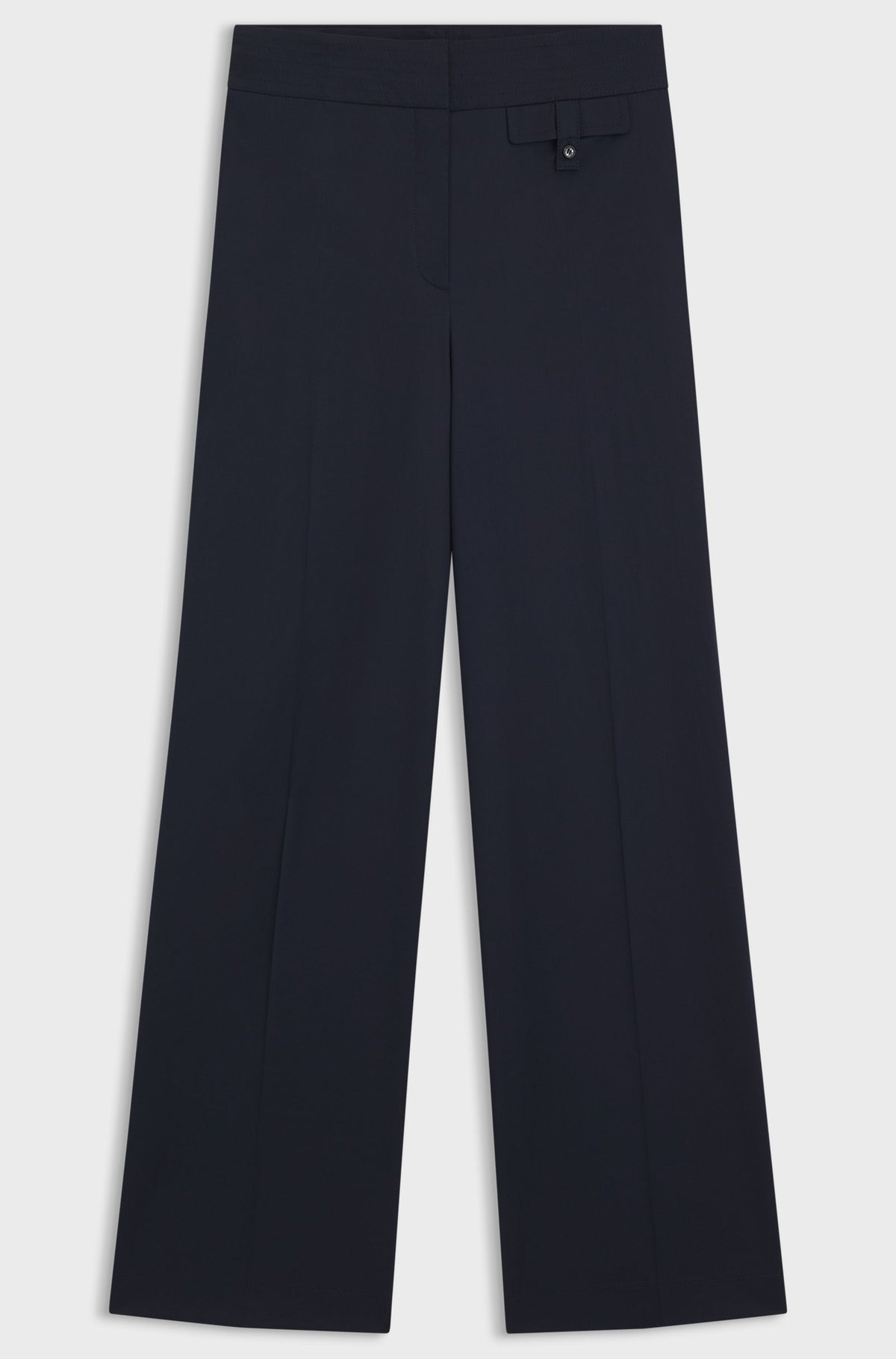 Calças de corte regular de cintura alta em algodão elástico e arejado