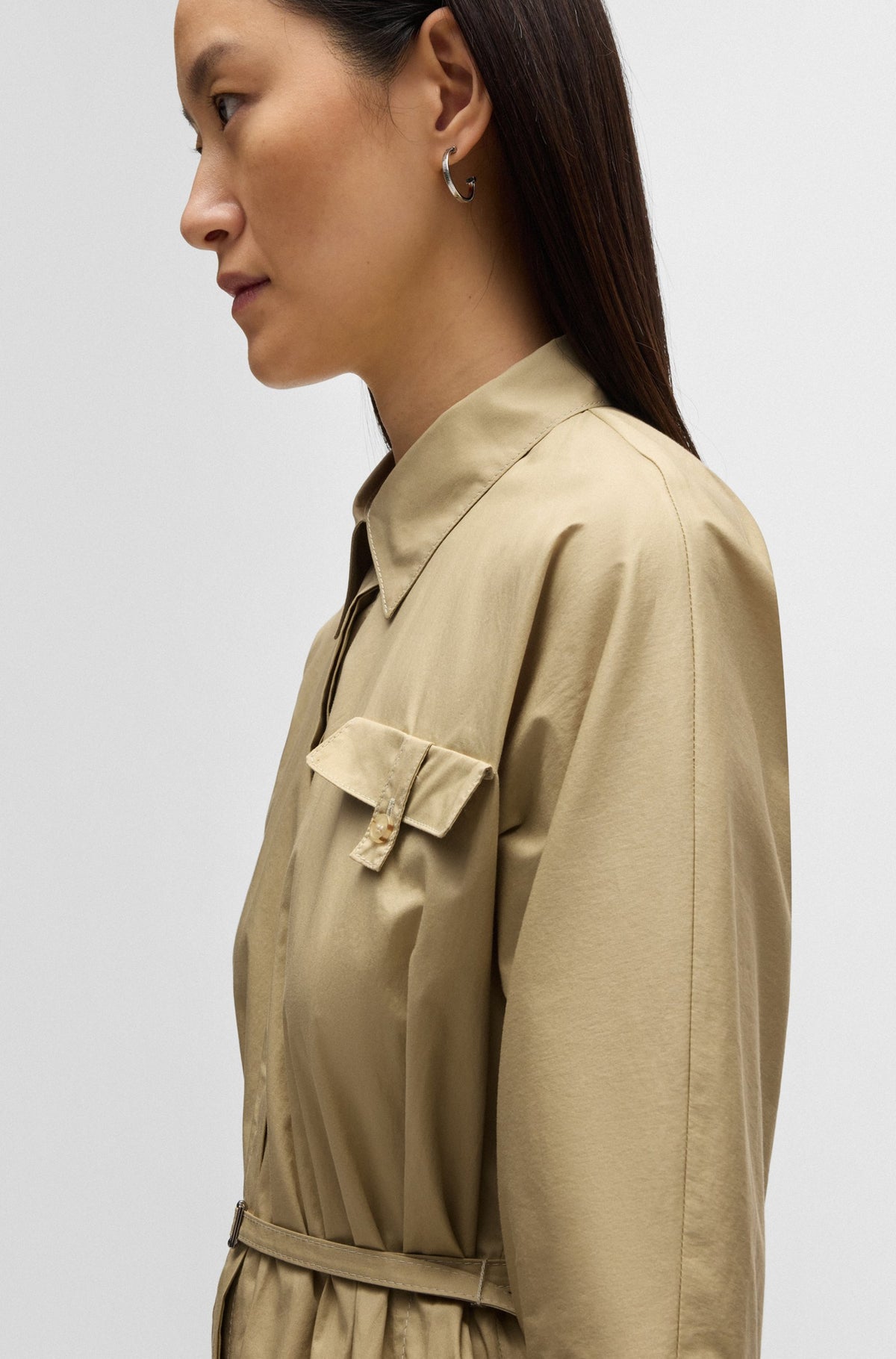 Vestido camiseiro de ajuste descontraído em algodão elástico - BOSS