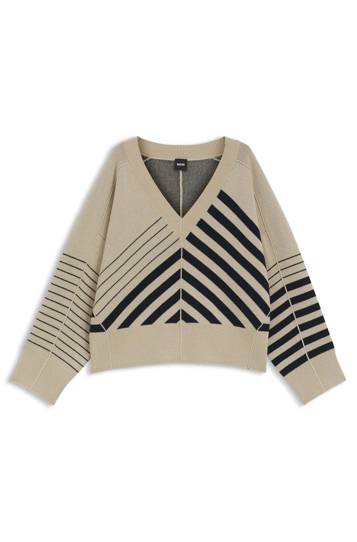 Camisola às riscas em lã e caxemira - BOSS