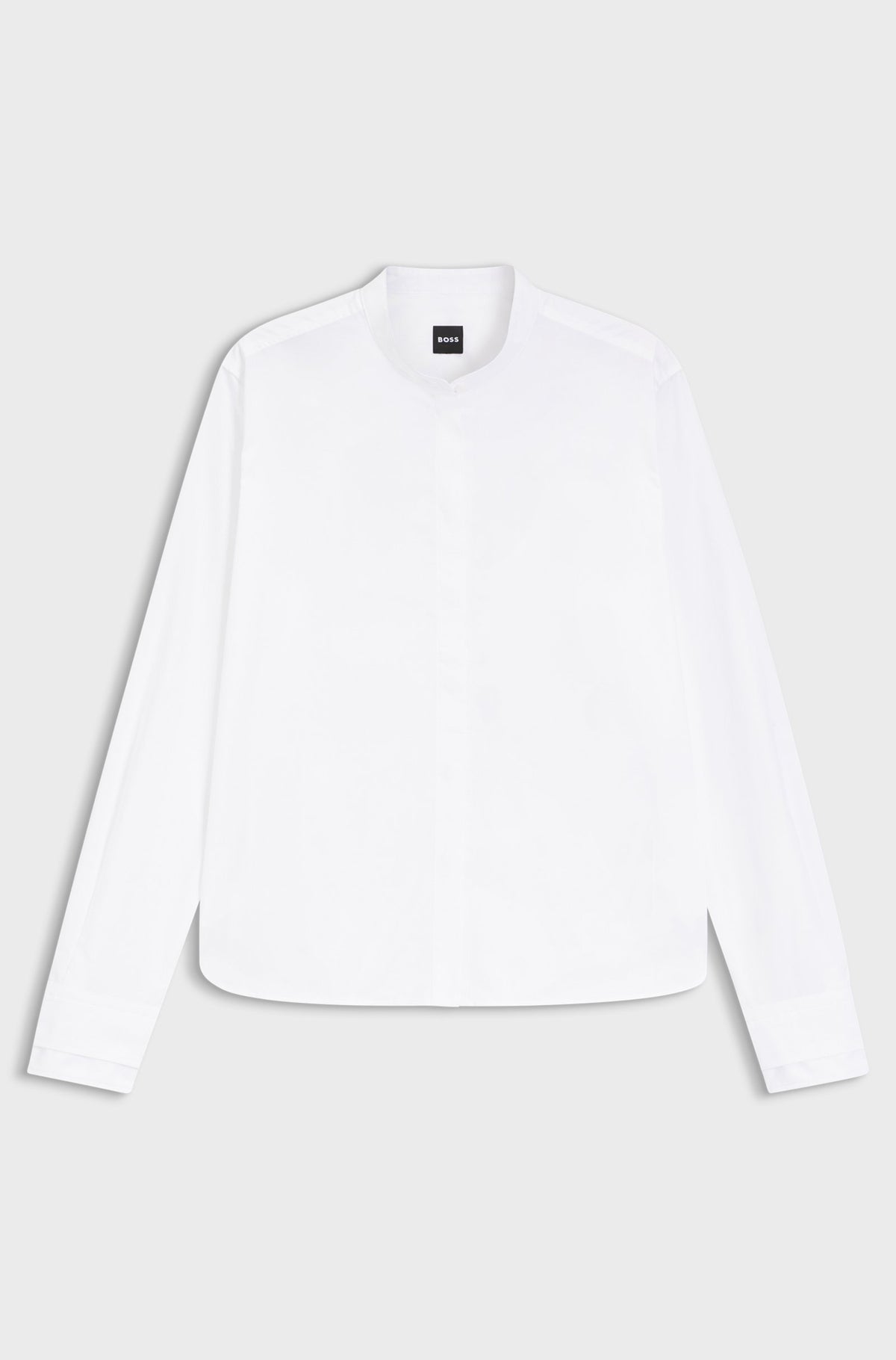 Blusa de ajuste regular em popelina de algodão com carcela oculta - BOSS