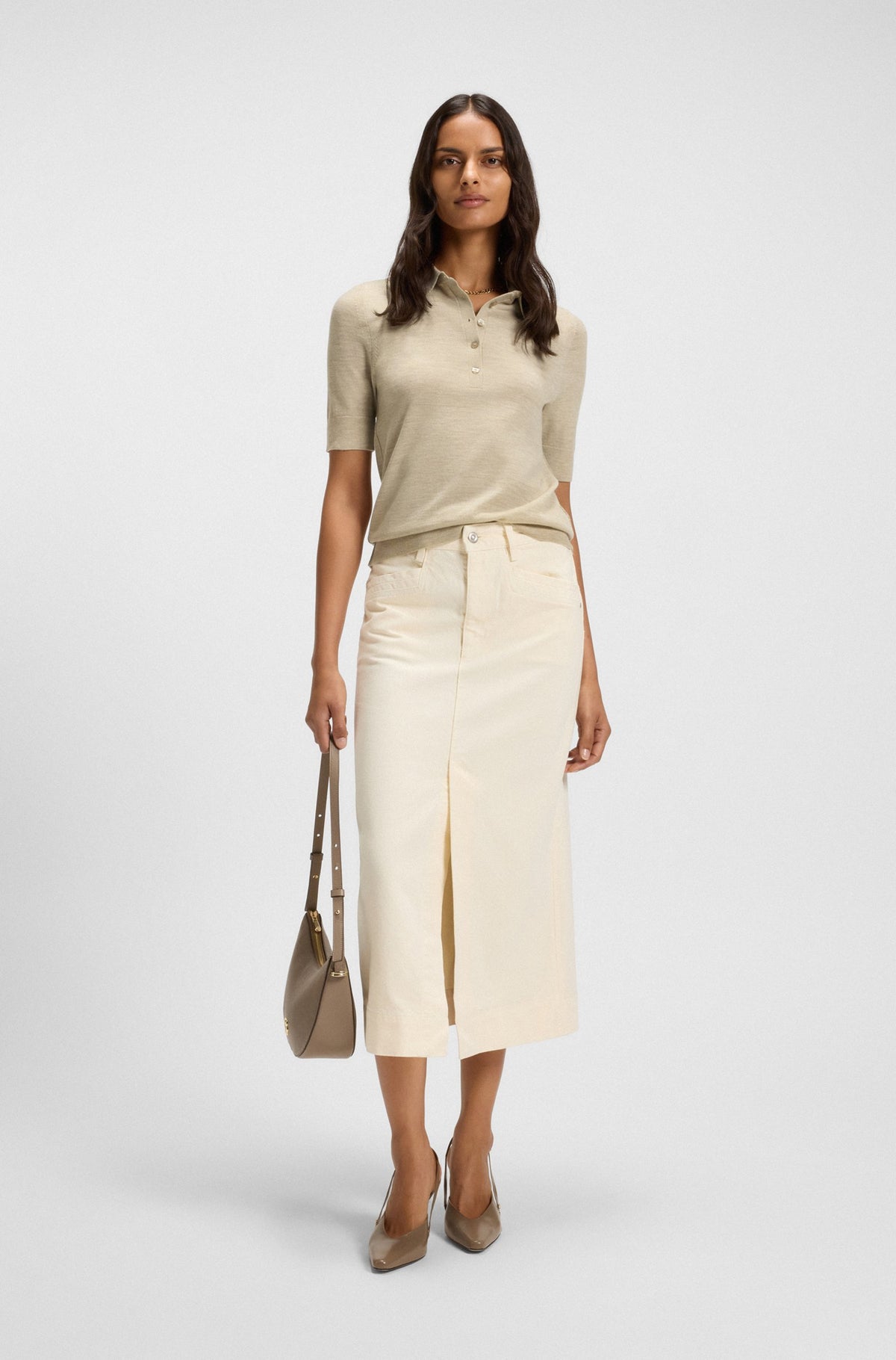 Camisola polo de lã merino com carcela de cinco botões - BOSS