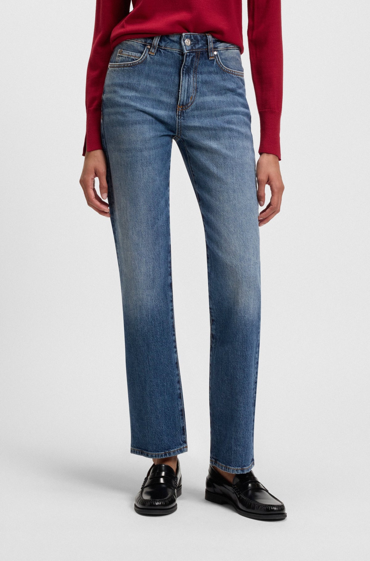 Calças de ganga de ajuste slim em ganga elástica confortável azul marmoreado - BOSS