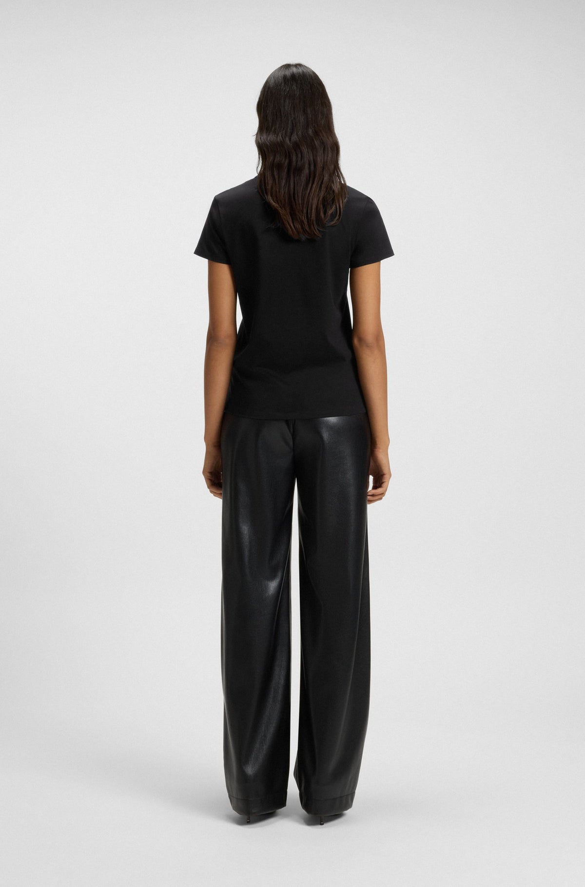 T-shirt de algodão mercerizado de ajuste slim com monograma Double B - BOSS