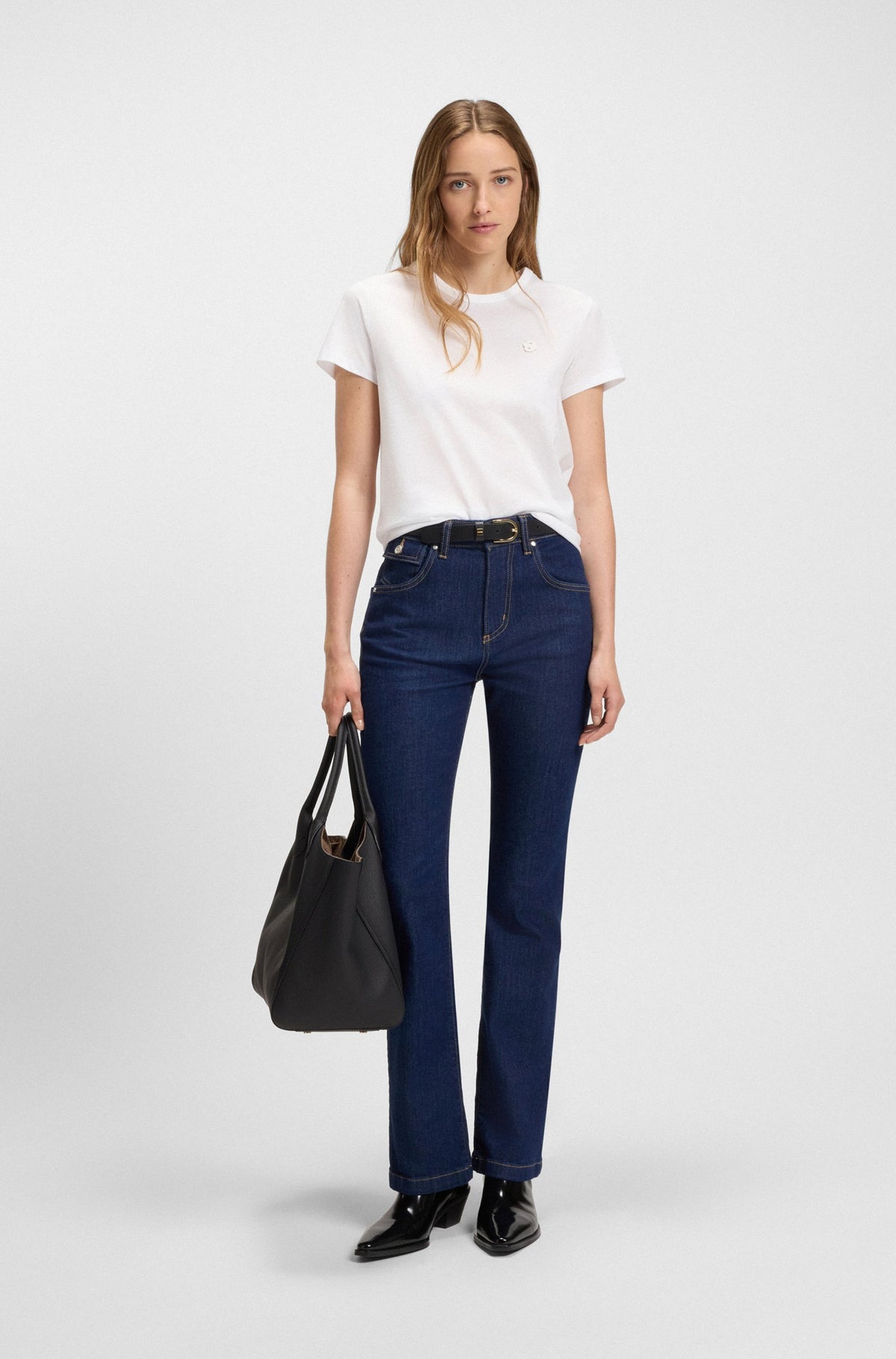 T-shirt de algodão mercerizado de ajuste slim com monograma Double B - BOSS