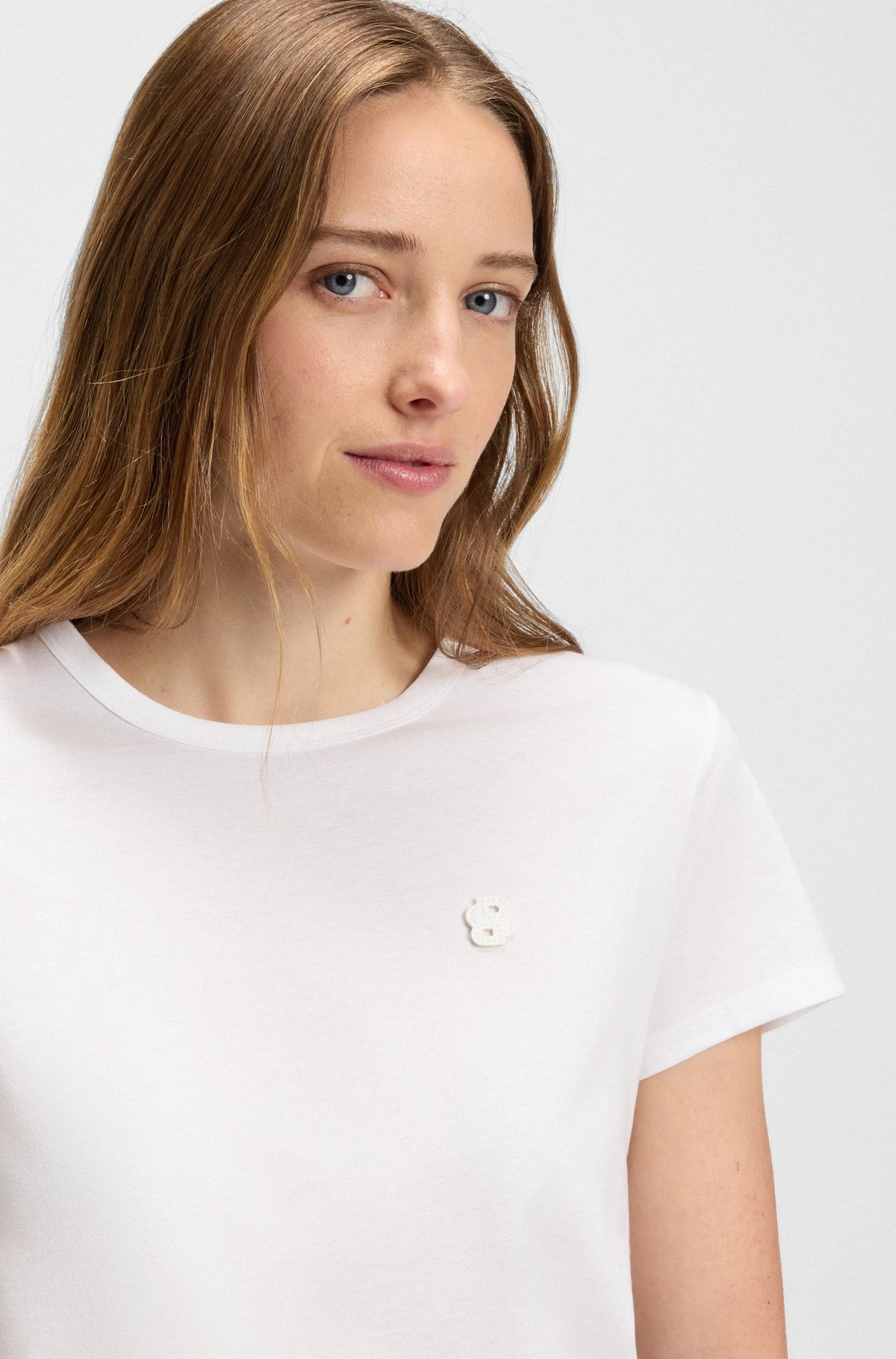 T-shirt de algodão mercerizado de ajuste slim com monograma Double B - BOSS