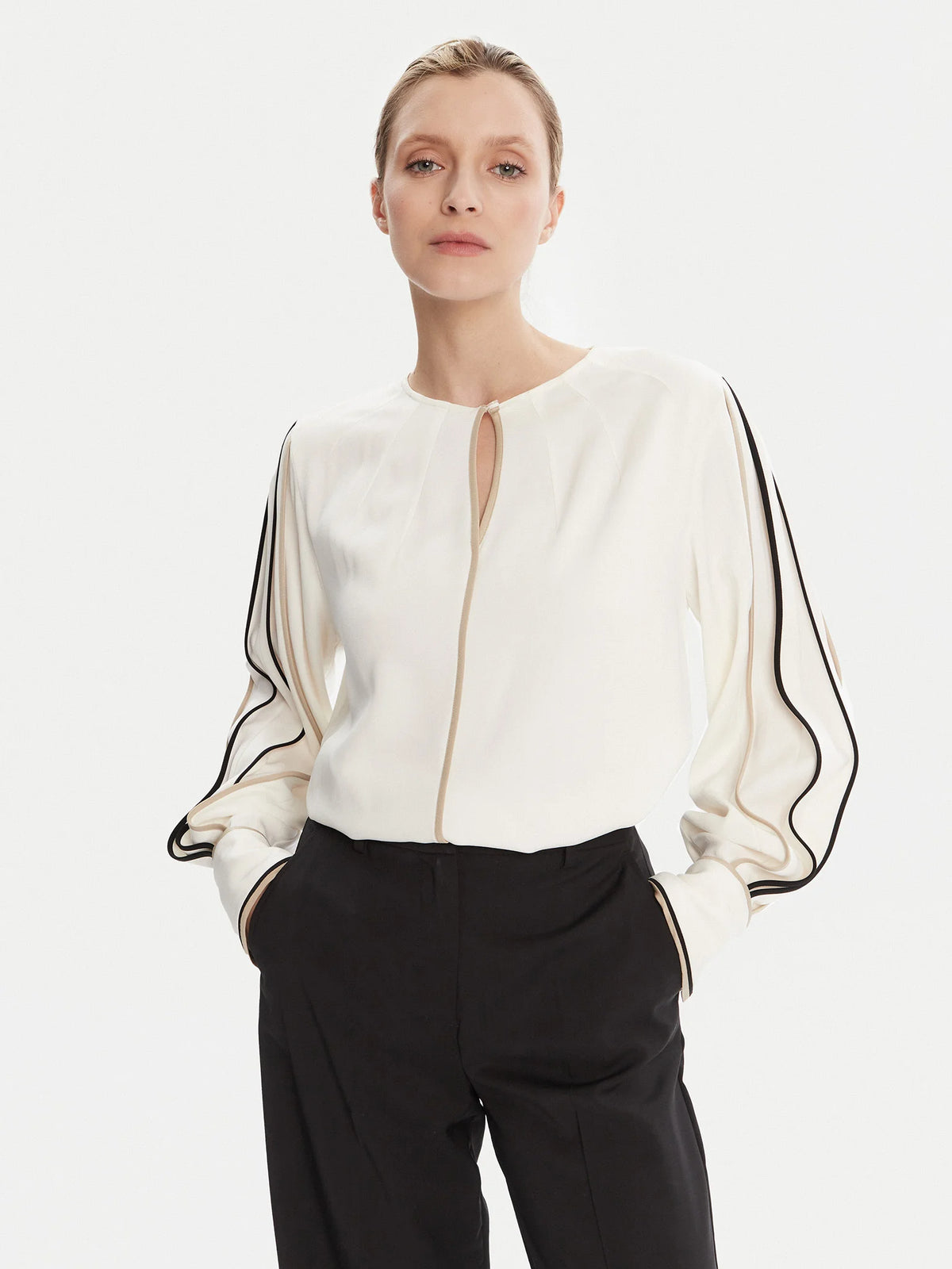 Blusa de manga comprida Regular Fit em mistura de viscose - BOSS