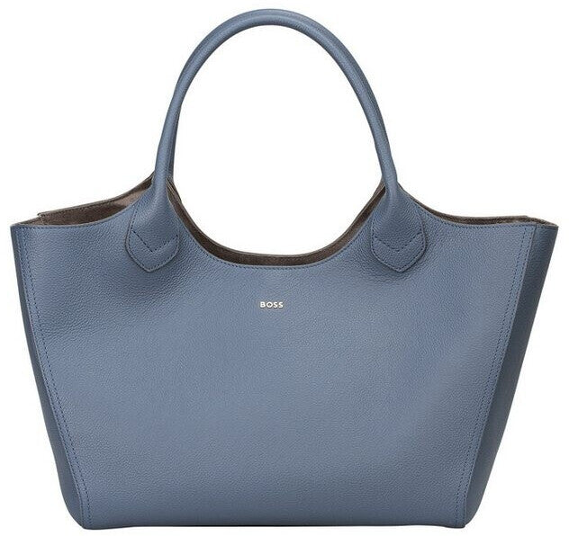 Bolsa Lenah Tote em pele de bovino granulada azul-acinzentado - BOSS