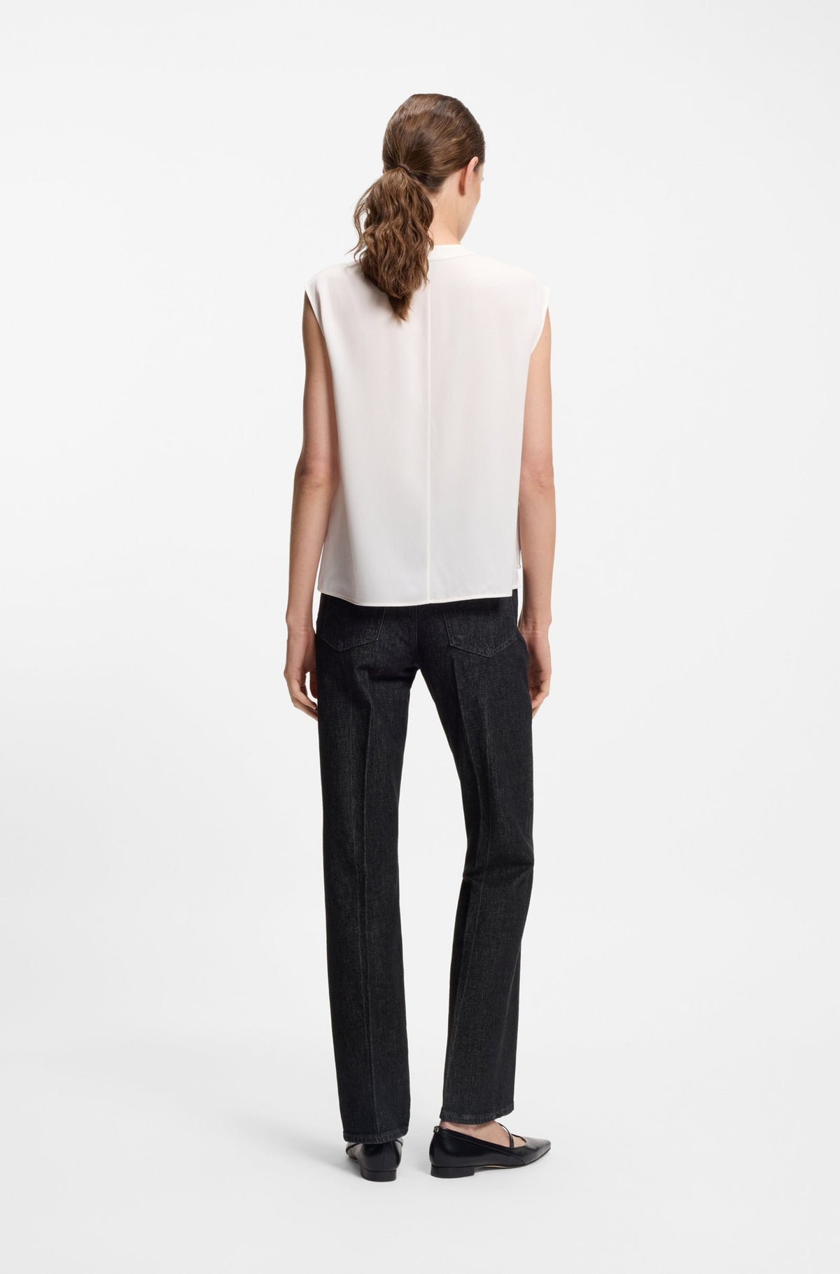 Blusa de ajuste regular em seda elástica