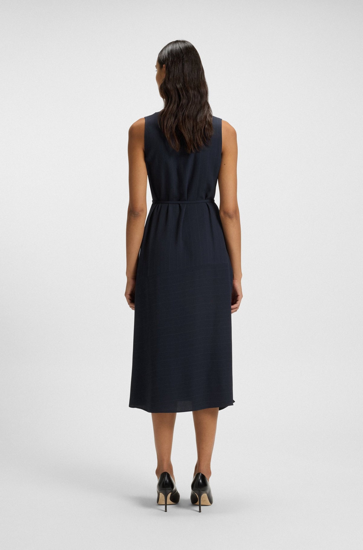 Vestido às riscas com frente com botões - BOSS