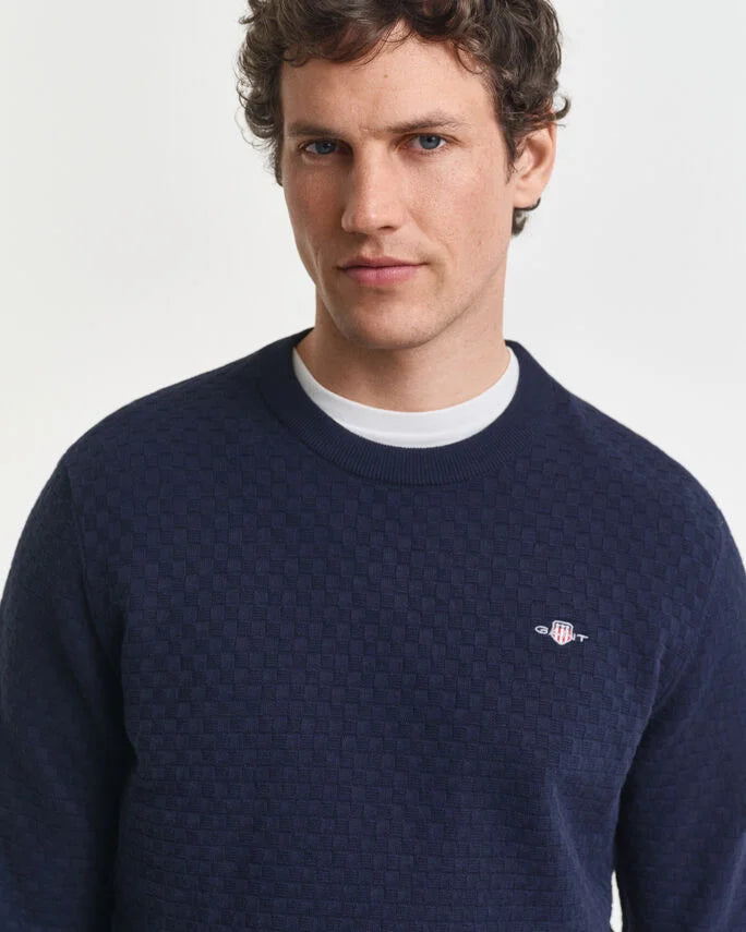 Camisola de malha microtexturizada com decote redondo - GANT