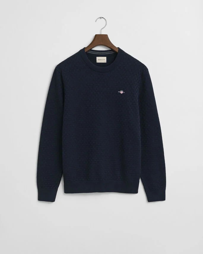 Camisola de malha microtexturizada com decote redondo - GANT