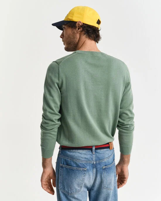 Camisola de malha com decote redondo clássica em algodão - GANT