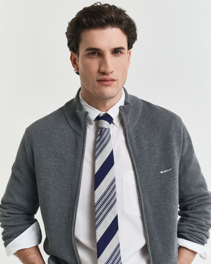 Casaco de malha em algodão piqué com fecho de correr - GANT