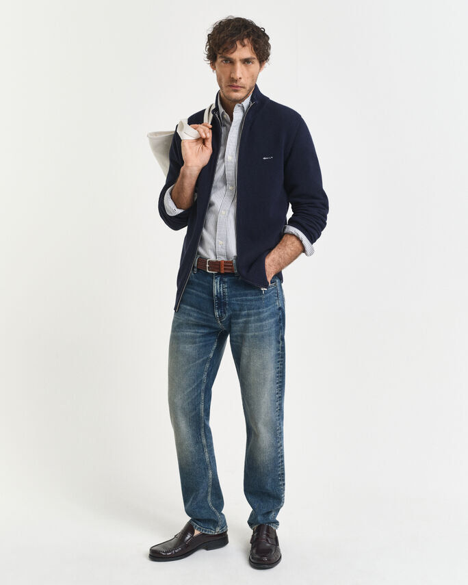 Casaco de malha em algodão piqué com fecho de correr - GANT