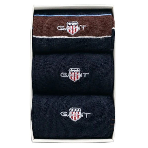 Pack de três pares de meias em algodão suave em caixa presente - GANT