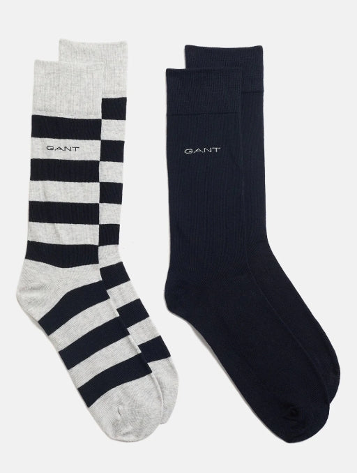 Pack de dois pares de meias às riscas e lisas- GANT