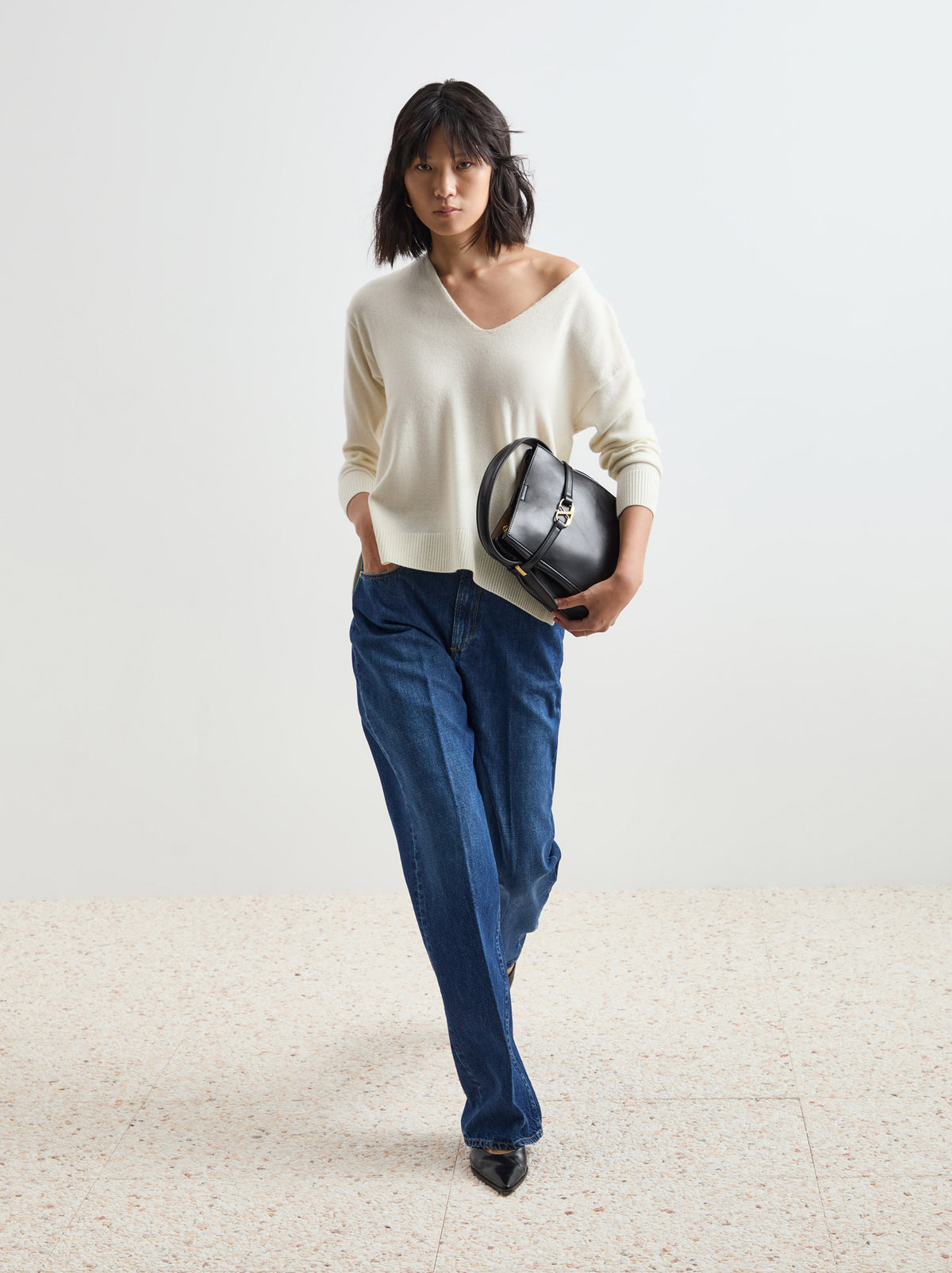 Camisola de lã decote em V - DECENIO