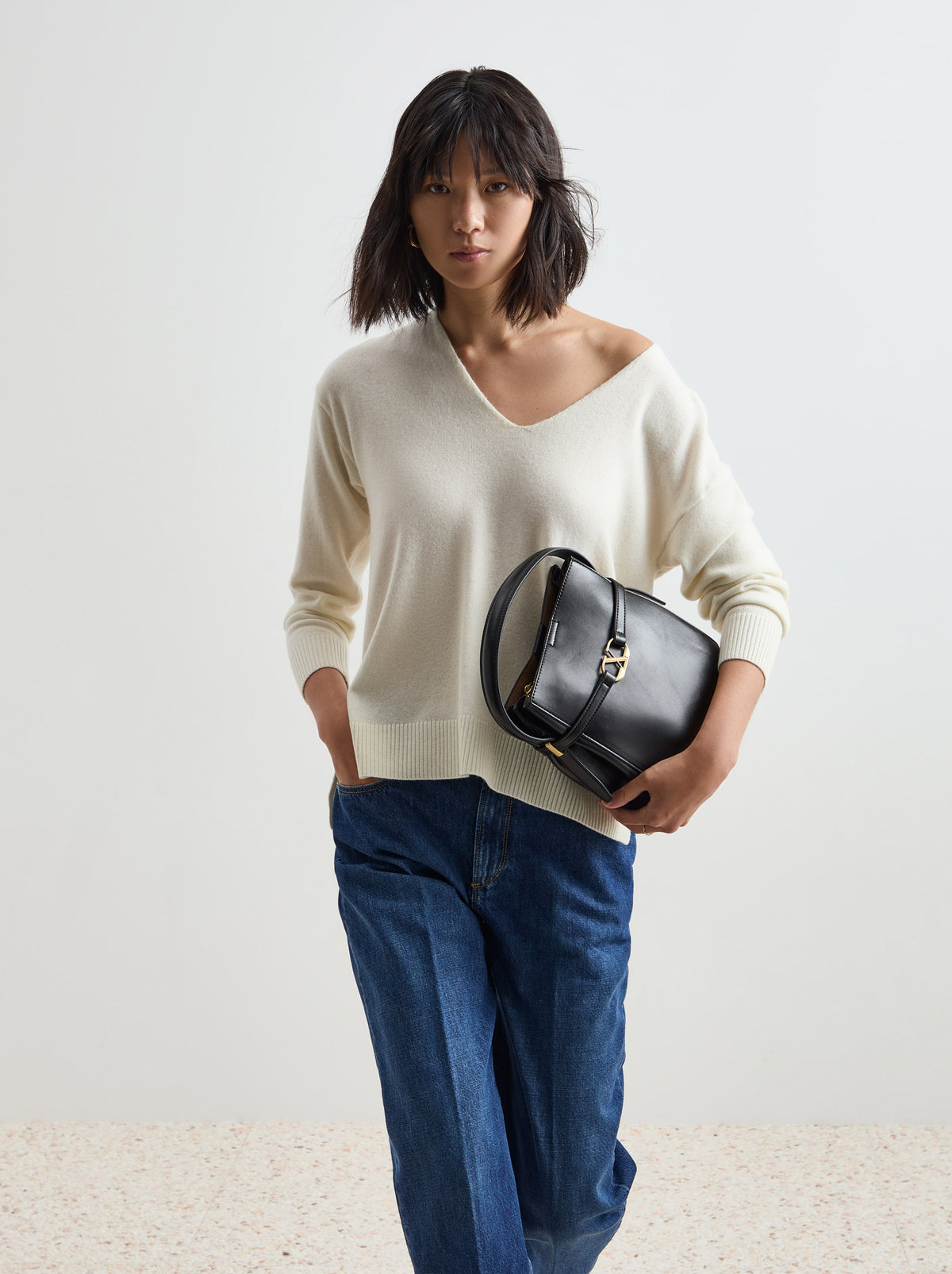 Camisola de lã decote em V - DECENIO