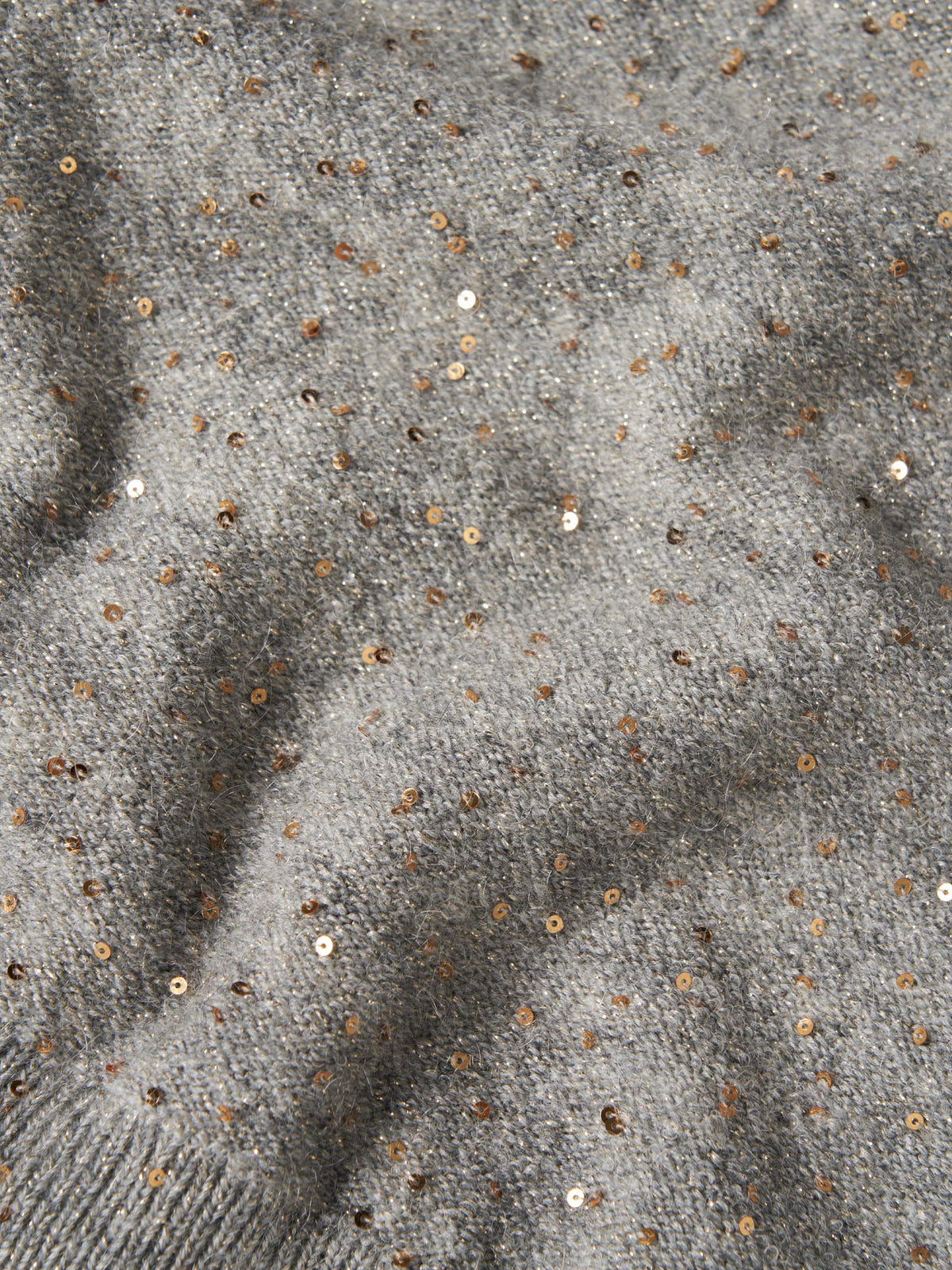 Colete de Malha Tricotada com Lantejoulas Douradas