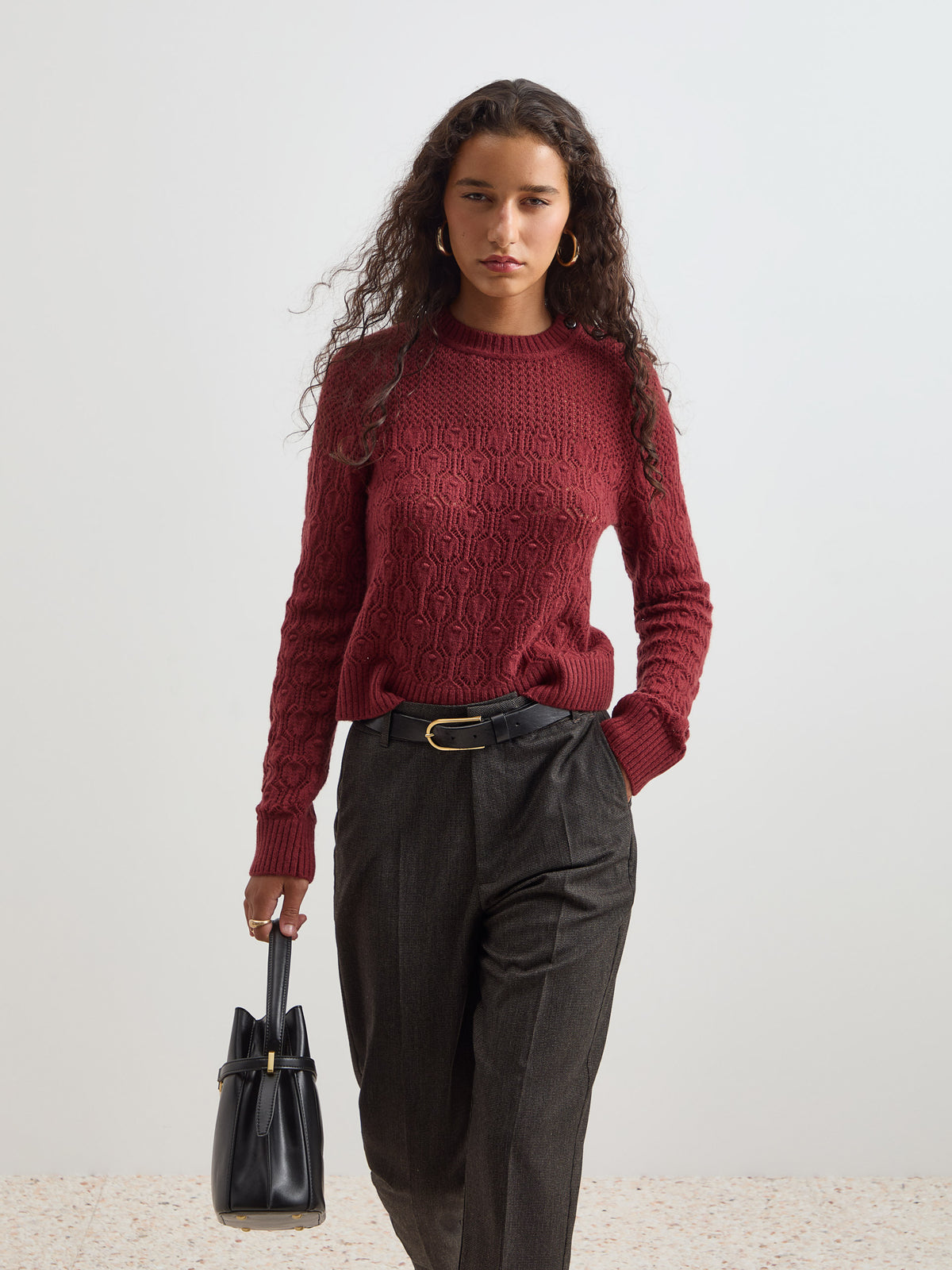 Camisola de malha estruturada em lã - DECENIO