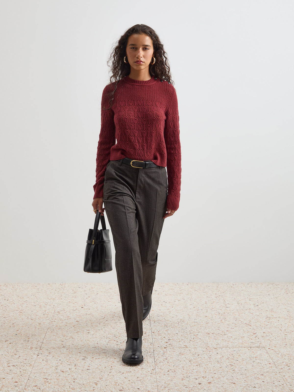 Camisola de malha estruturada em lã - DECENIO