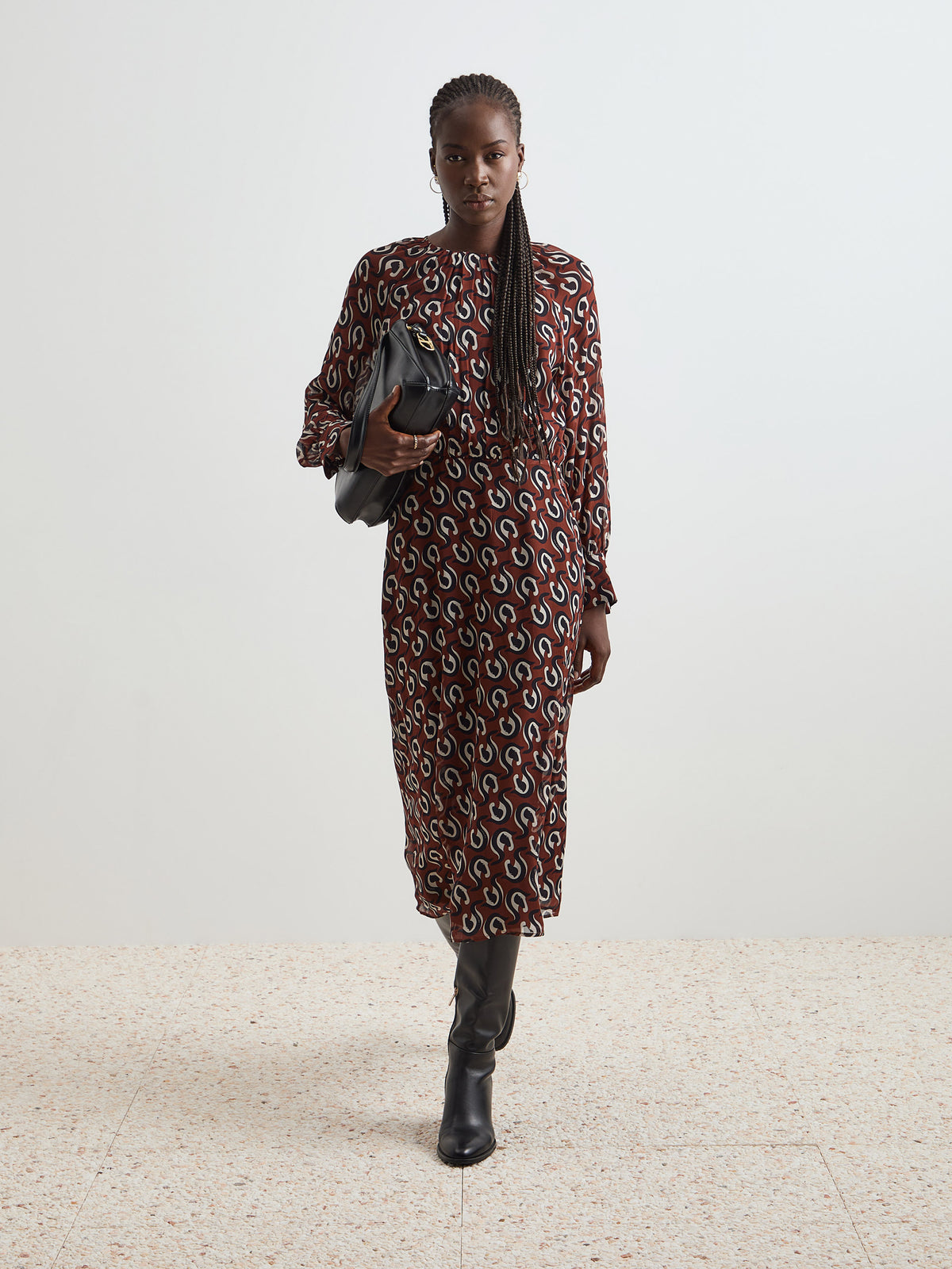 Vestido midi estampado - DECENIO