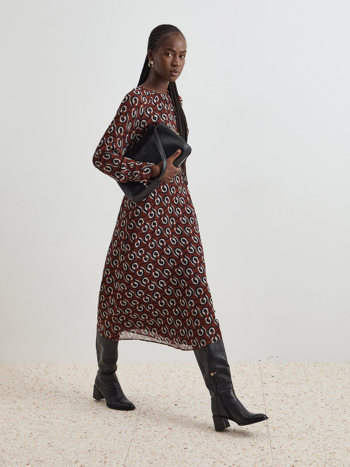 Vestido midi estampado - DECENIO