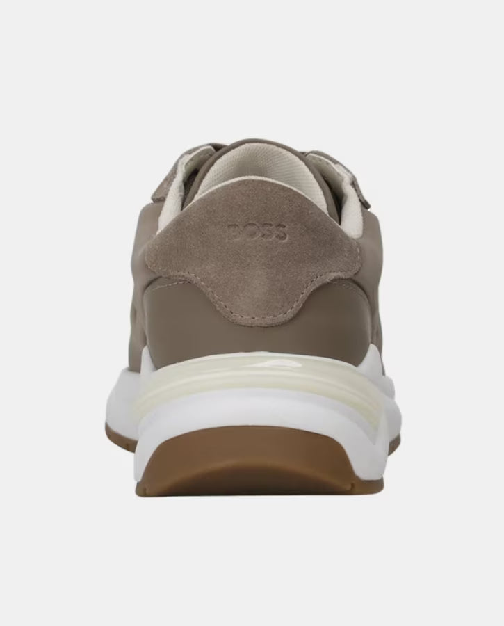 Sapatilhas com acabamento acetinado com monograma Double B - BOSS